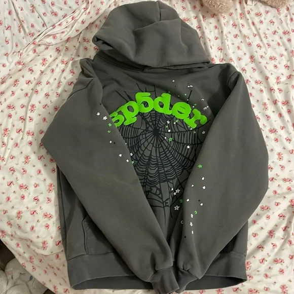 スケートボード Sp5der Spider worldwide set-gray NWT SP5DER STAR WEB GREY/GREEN HOODIE SIZE M $200 | eBay
